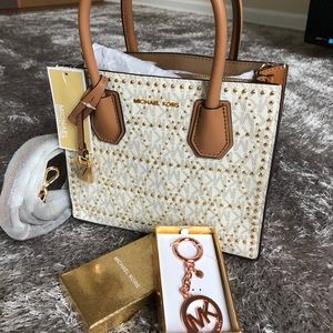 NWT Michael Kors Mercer Stud & Grommet Msngr Tote